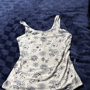 No Boundaries Cream and Black Celestial Tank Top